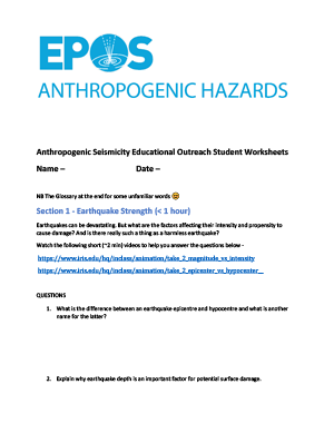 Earthquakes caused by humans - practical worksheets for students aged 15+